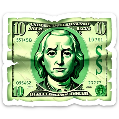 Ripped dollar bill sticker