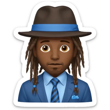 Man with Dreadlocks & Hat – Dark skin, brown hat, blue tie sticker