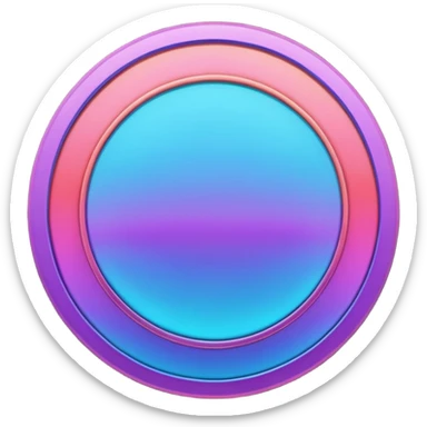 
One  3d coin color in in gradient of turquoise, blue, pink, purple, and coral sticker