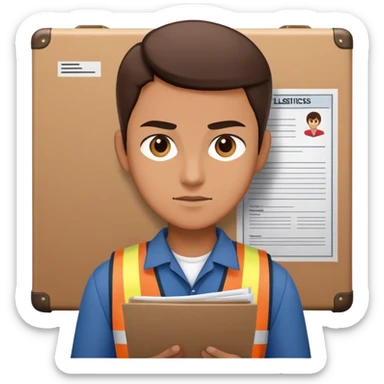 logistics specialist working with shipping documents sticker