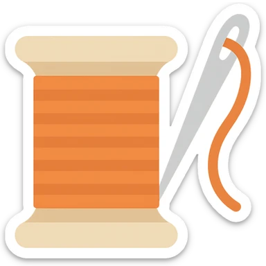 A thread spool or needle and thread, clean and modern look sticker