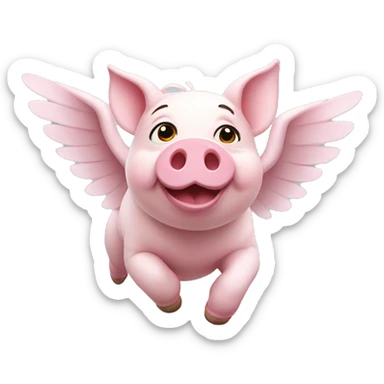 Flying pig with wings sticker