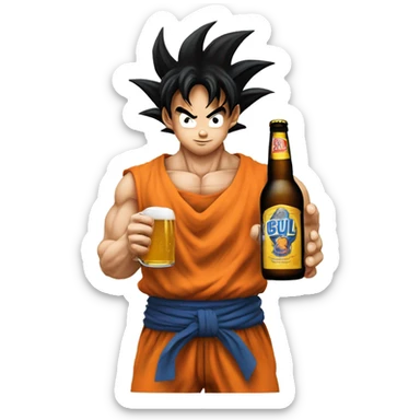 Son Goku avec une bière  sticker