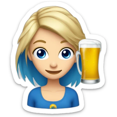 Rubia de ojos azules con un vaso de cerveza sticker