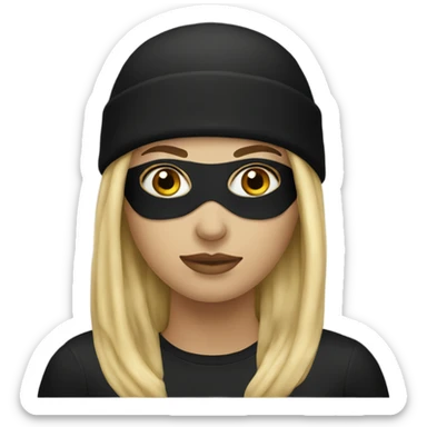 Blonde woman wearing a black ski mask  sticker