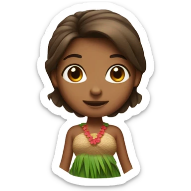 Hula girl with short brown sticker