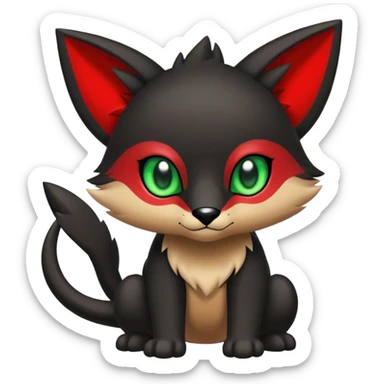 Cute cool black red animal hybrid Fakemon full body, green eyes,  sticker