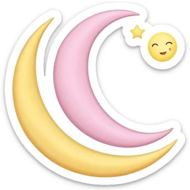 pastel heart with a soft pastel moon sticker