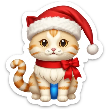 a full-body silk cat with Christmas accessories  sticker