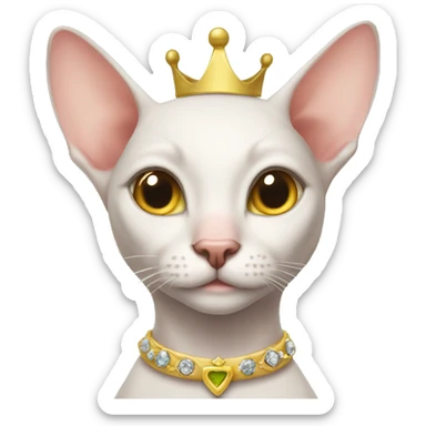 Hairless cat with princess crown sticker