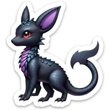 Shiny Dark Cute Majestic Sophisticated Modern Gothic Gloomy Futuristic Scaly Cyber-Salandit-Umbreon-Delcatty-Hybrid (Full body) sticker