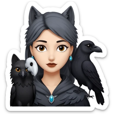 Black aly is the wife of cregan stark and looks like Hande Erçel. She had a raven and a wolf around her  sticker