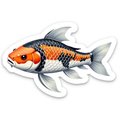 black white Koi fish sticker