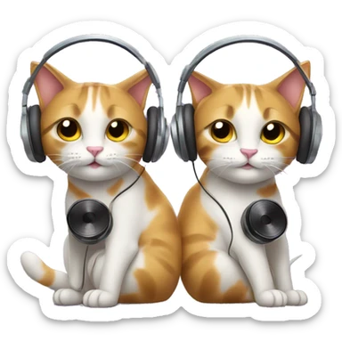 two cats listening to music sticker