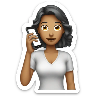 Women with handphone sticker