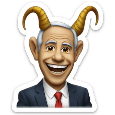 Bibi Netanyahu with horns and clown makeup sticker