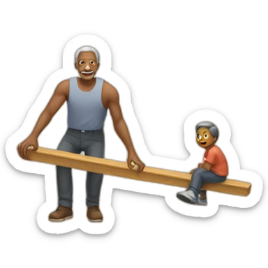 old and young balence see saw sticker