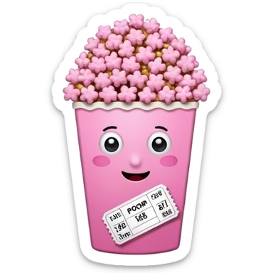 pink popcorn with cinema tickets sticker