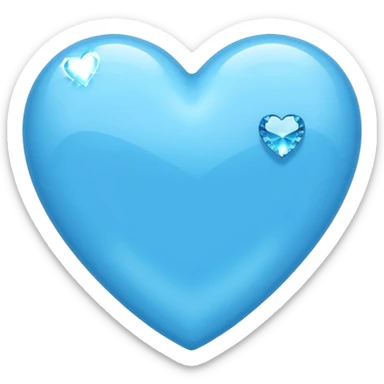 sky blue heart with bling effect sticker