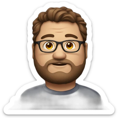 Fat man with brown hair and glasses sticker