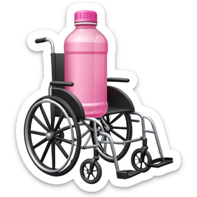 Pink water bottle sitting on a wheelchair with cars   sticker