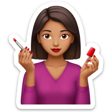 carita pintandose las uñas sticker