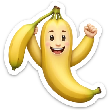 happy banana flexing biceps sticker