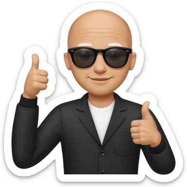 Bald Wearing black ray-ban wayfarer sunglasses giving a thumbs-up sticker