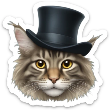 maine coon wearing a top hat sticker