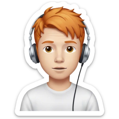 Ginger boy portrait with earphones sticker