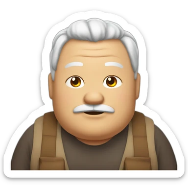 fat grandfather with cat ears sticker
