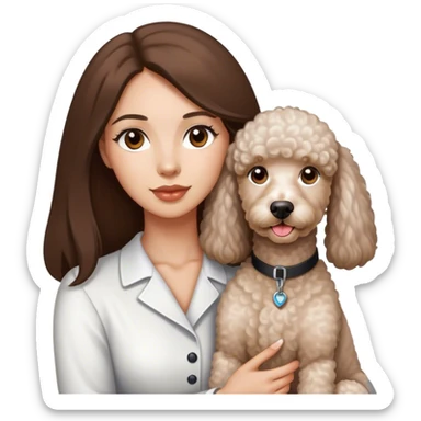 Long straight brown hair brown eyes beautiful women The white standard poodle you're holding sticker