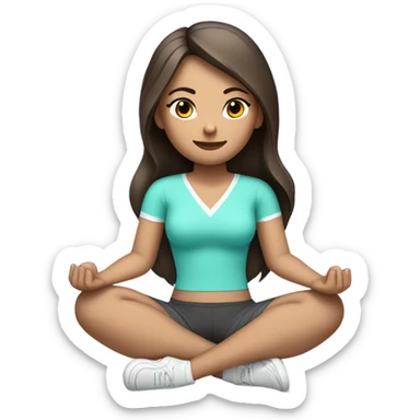 Brunette white girl siting in Lotus in a Tiffany coloured sport outfit  sticker