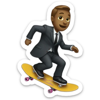 skateboar, ollie, in suit sticker