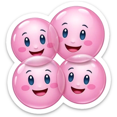 pastel pink three bubbles with happy sticker