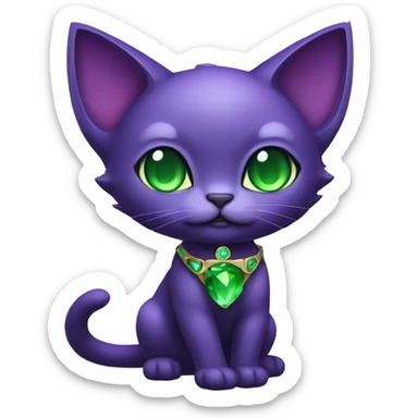 Dark-type-Fakémon-Cat Purple eyes, green gem on chest, full body sticker