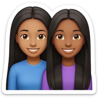 two black girls fondling with long straight hair sticker