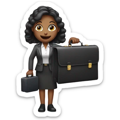 woman holding out briefcase sticker