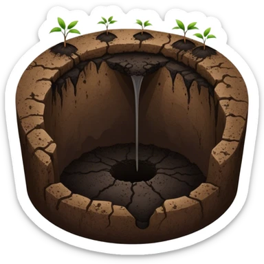 A deep hole in the ground, symbolizing a gap or depression sticker