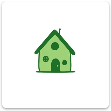minimal house, doodle, green sticker