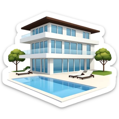 white 3 floor modern luxurious villa sticker