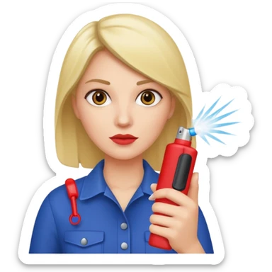 woman holding pepper spray sticker