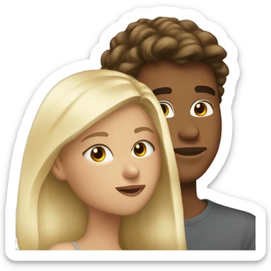Blond boy kissing brunette sticker