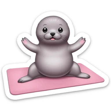Seal on a light pink yoga mat on the beach sticker