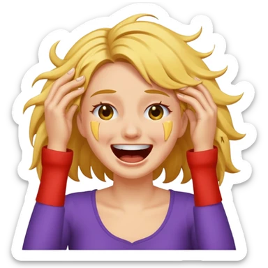 Laugh crying ripping hair out female sticker