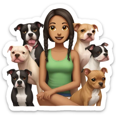 a girl with 4 pitbull and two chihuahua  sticker