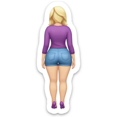 fullbody curvy blonde woman cartoon emoji style back view playful or energetic pose SFW no nudity sticker