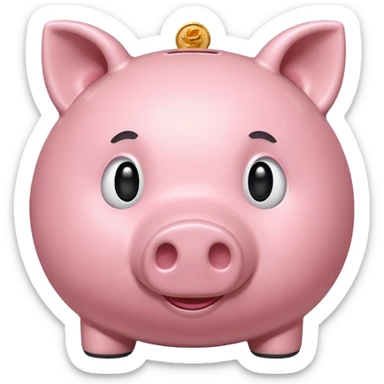 cute pink piggy bank with round snout and classic coin slot sticker