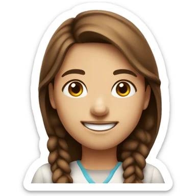 a girl with brown hair with a freindly smile who would work at analytics  sticker