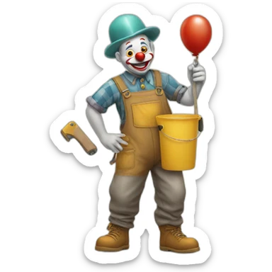 Clown doing manual labour for the rest of his life sticker